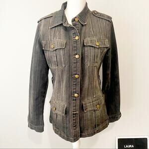 Vigoss  jean jacket charcoal denim military style size medium
